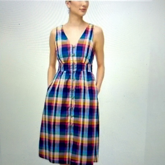 J. Crew Plaid Midi Dress with matching Bucket Hat and Hair tie - Picture 1 of 11